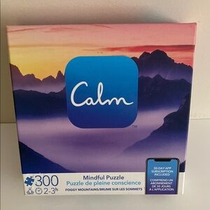 Calm Mindful Puzzle - Foggy Mountains complete 300pc peaceful calming colors